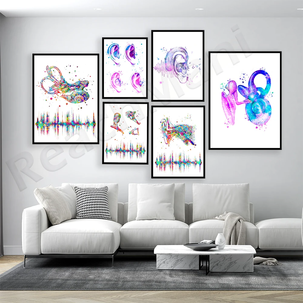Audiologist gift hearing aid hearing system anatomy medical artwork ear organ drawing cochlear illustration inner ear poster