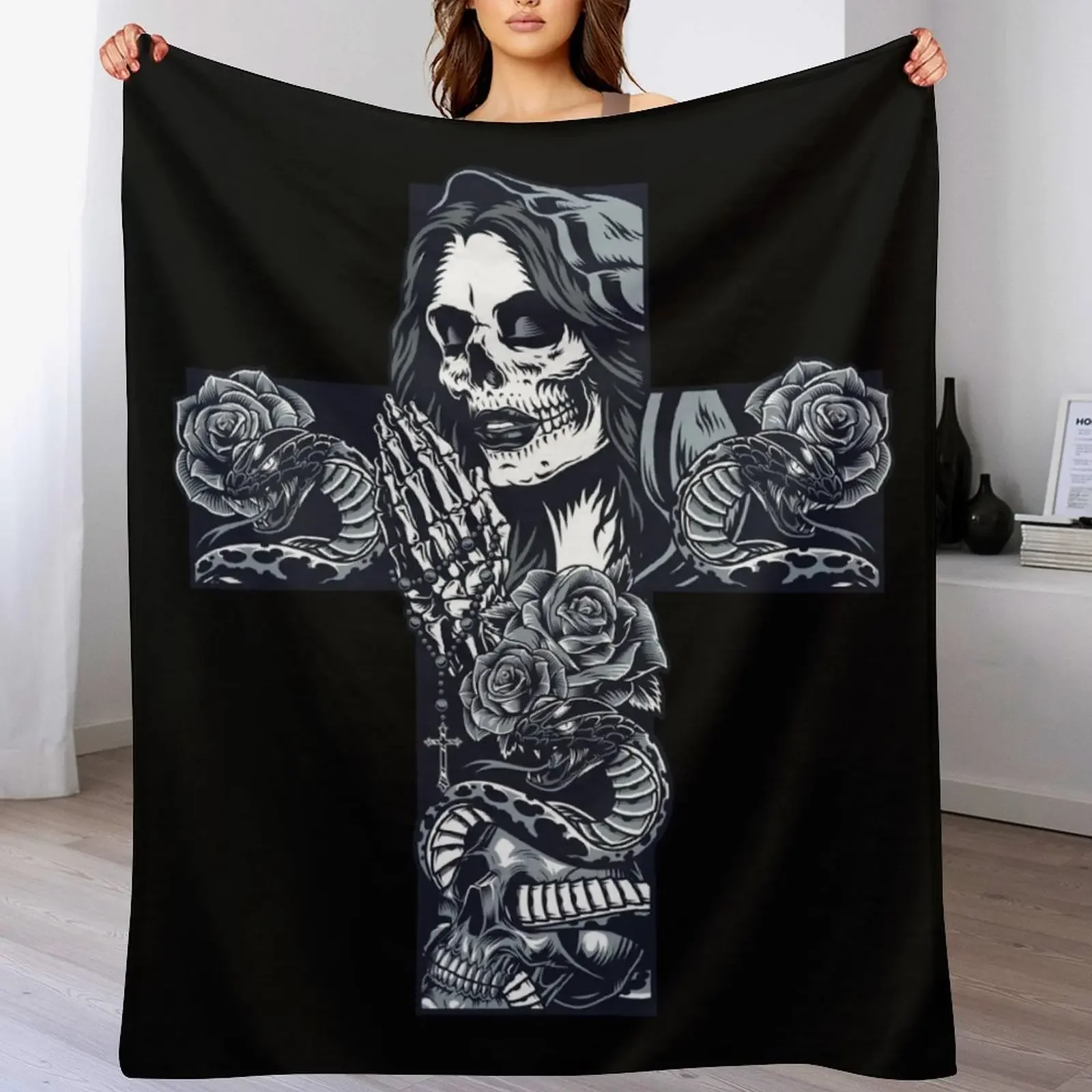 Santa muerte Throw Blanket Modern Design Soft Blanket for Home Decor