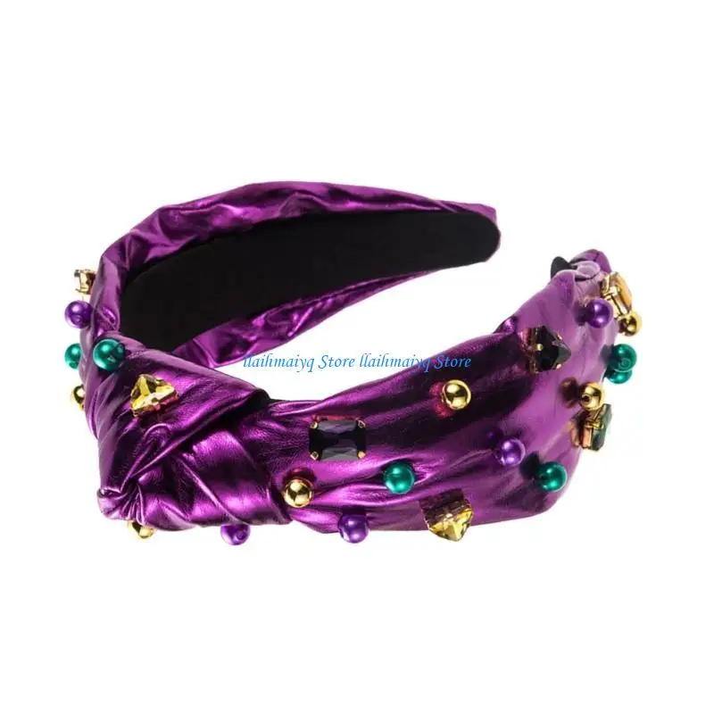 

573B Luxurious Pearl Hairband Versatile Headband Handmade Festival Hair Accessory High Crown Headpiece for Women Girls
