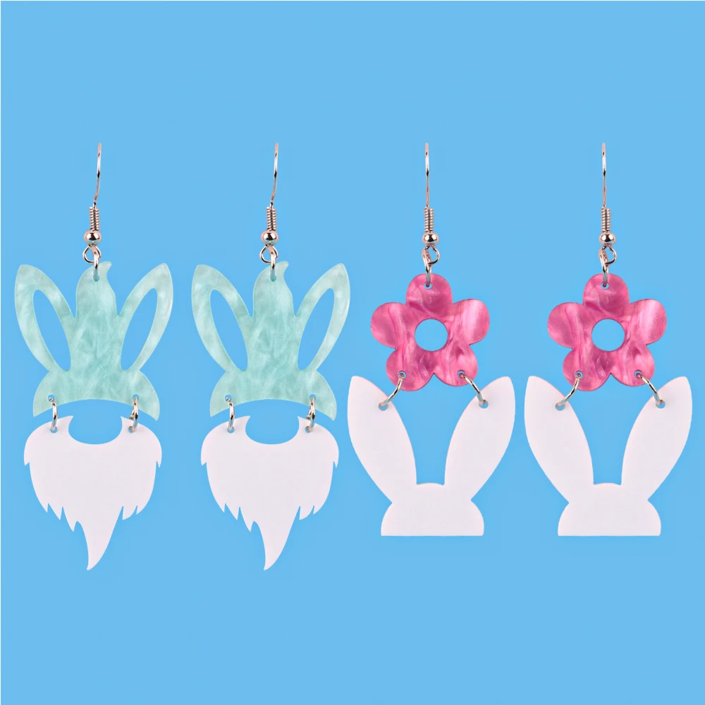 

2023 Cute Easter Goblin Bunny Acrylic Earrings for Women Funny Cartoon Flower Rabbit Dangle Drop Earring Charm Jewelry Gifts