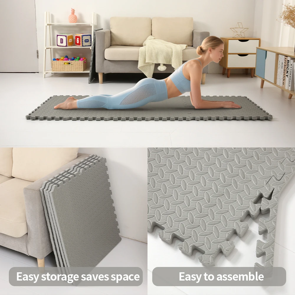 60*60cm 4pcs/set Thickened Double-sided Leaf pattern Puzzle Floor Mat EVA Foam Sport Mat  Playhouse Gym Indoor Activity Room Mat