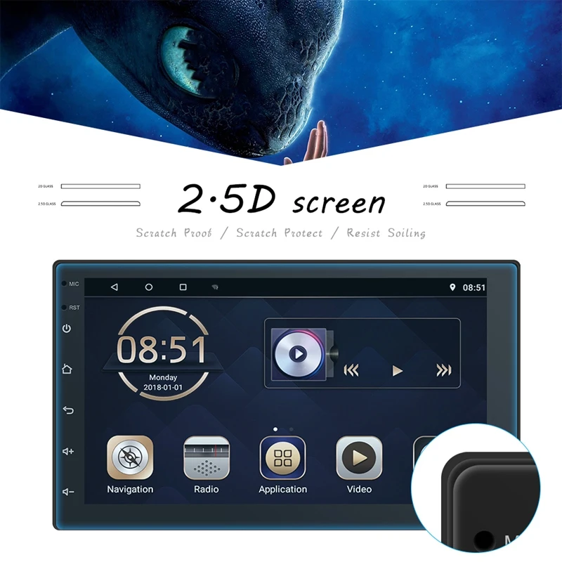 

7 Inch WIFI Car Stereo 2G+32G Android 9.0 MP5 Player Support GPS Navigation OBD 3 Screen Simultaneous Video Player