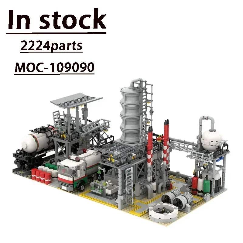 Novo MOC- 109090   Bloco de construção de montagem de plantas químicas de produção urbana modelo 2224 peças bloco de construção de aniversário infantil brinquedo presente