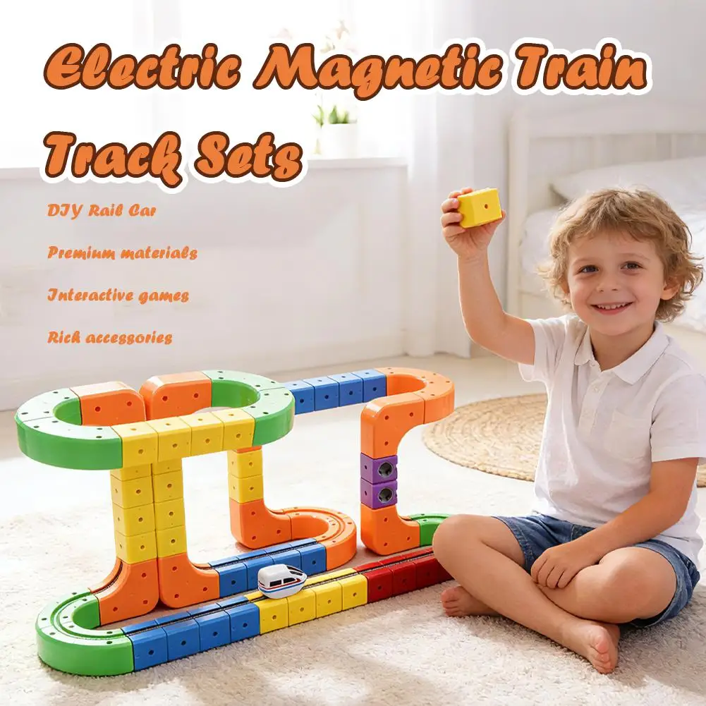 Magic Blocks Track Car Smart Rechargeable Roller Coaster, Anti-Gravity Electric Track Train, Assembly Toy Gift For Kids