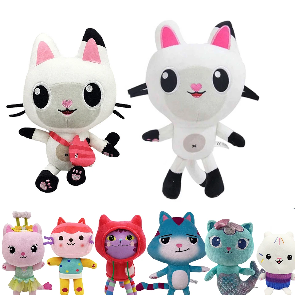 

1 шт., кукольный домик Габби, плюшевая игрушка Mercat, мультяшные мягкие игрушки, улыбающийся кот, гоночный автомобиль, кошка, обнимающая Gaby, куклы для девочек, детские подарки на день рождения