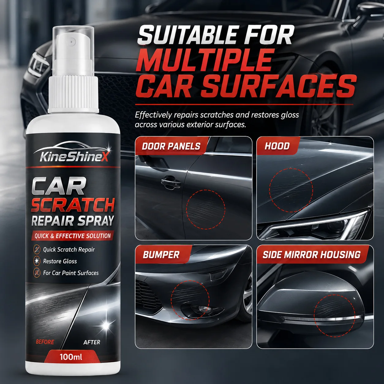 100ml Auto-Kratzer-Reparaturspray, Lackpflege-Politur für leichte Kratzer, Wirbelspuren und Schrammen, Auto-Glanz-Regenerator, 1 Stück/2 Stück Set – Detail 5