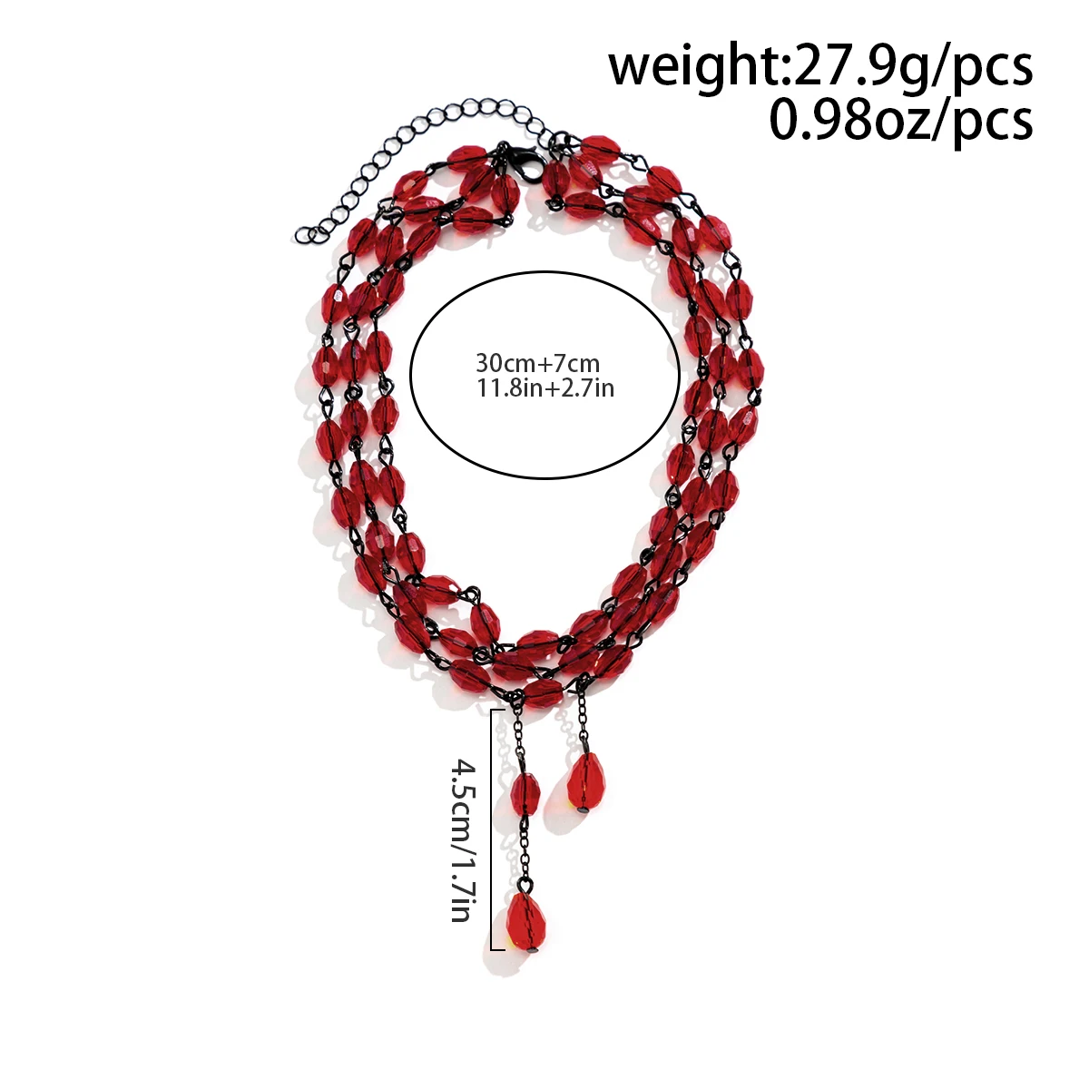 Ingemark Gothic Multilayer Red Crystal Pendant Choker Necklace for Women Short Collar Vintage Clavicle Chain Jewelry