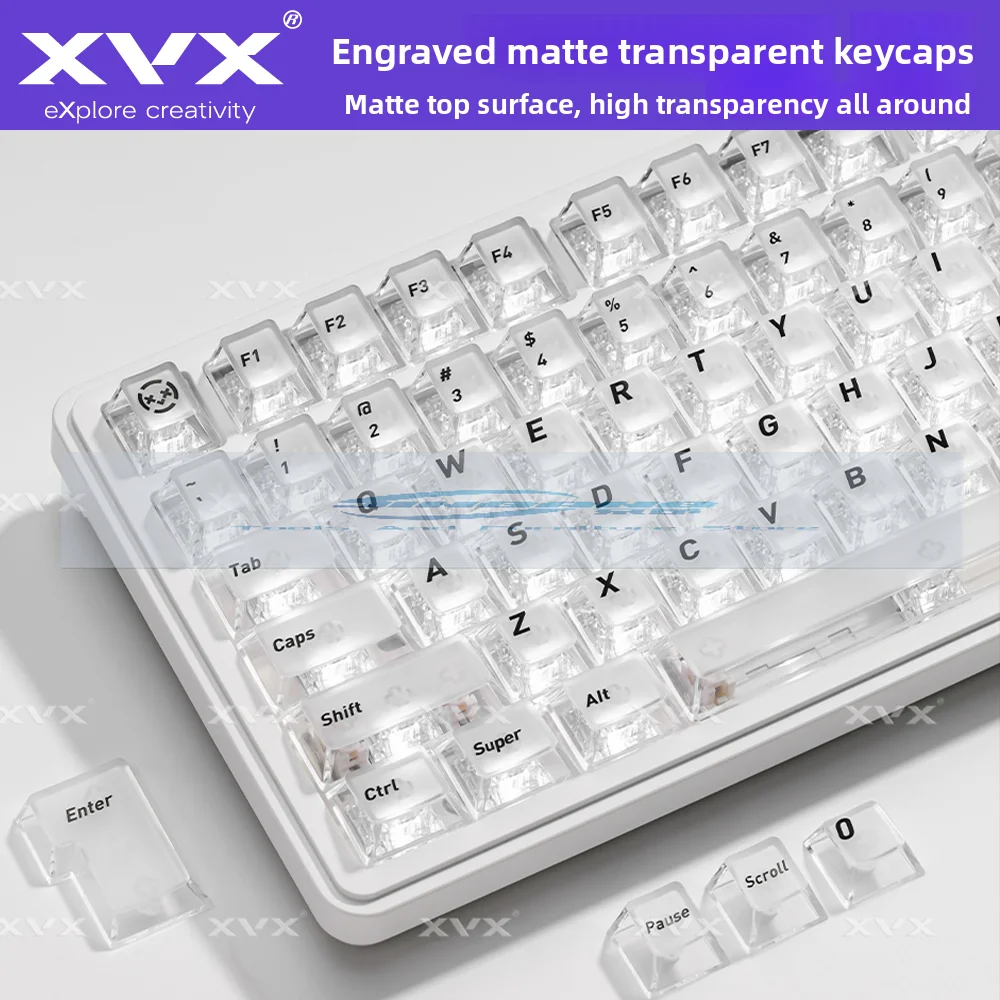 xvx-119-キー-ブラック透明-pc-キーキャップ-60-68-75-87-98-100-メカニカルキーボードキーキャップ-クリスタルクリアキーキャップ-ゲーム-オフィス用