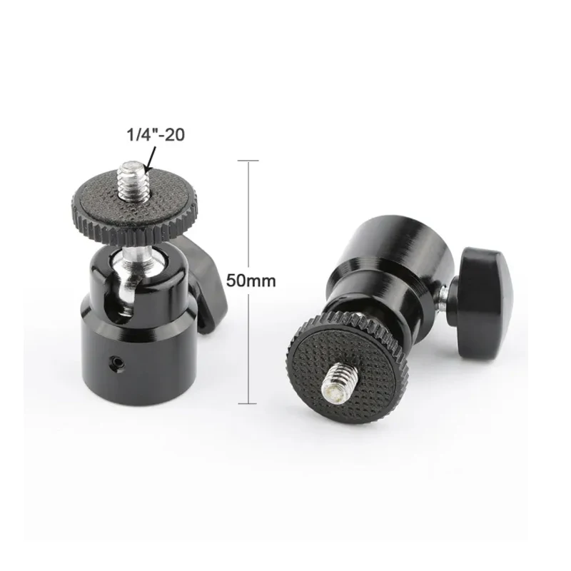 HDRIG 2 sztuk 360 ° obrotowy Mini piłka głowy zimno/uchwyt gorącej stopki 1/4 "śruba akcesoria do aparatu dla lustrzanka cyfrowa LED światła