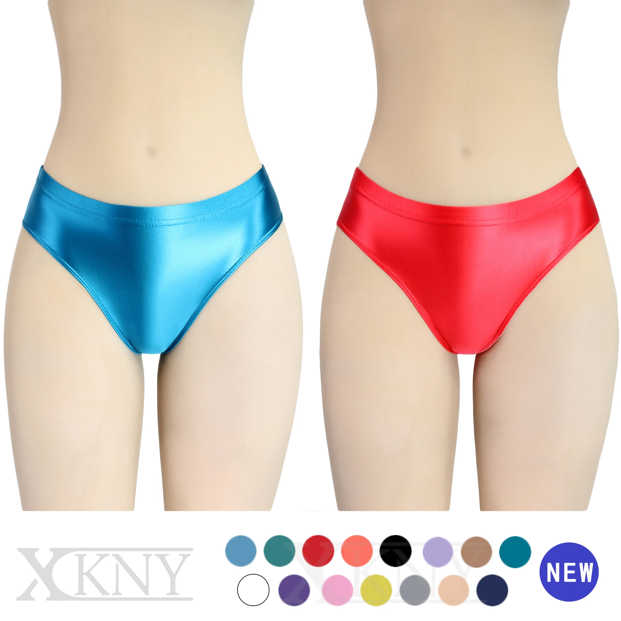 XCKNY satin glossy Briefs sexy oil silky skin underwear low-waisted bikini unisex Yoga sport training golssy pants