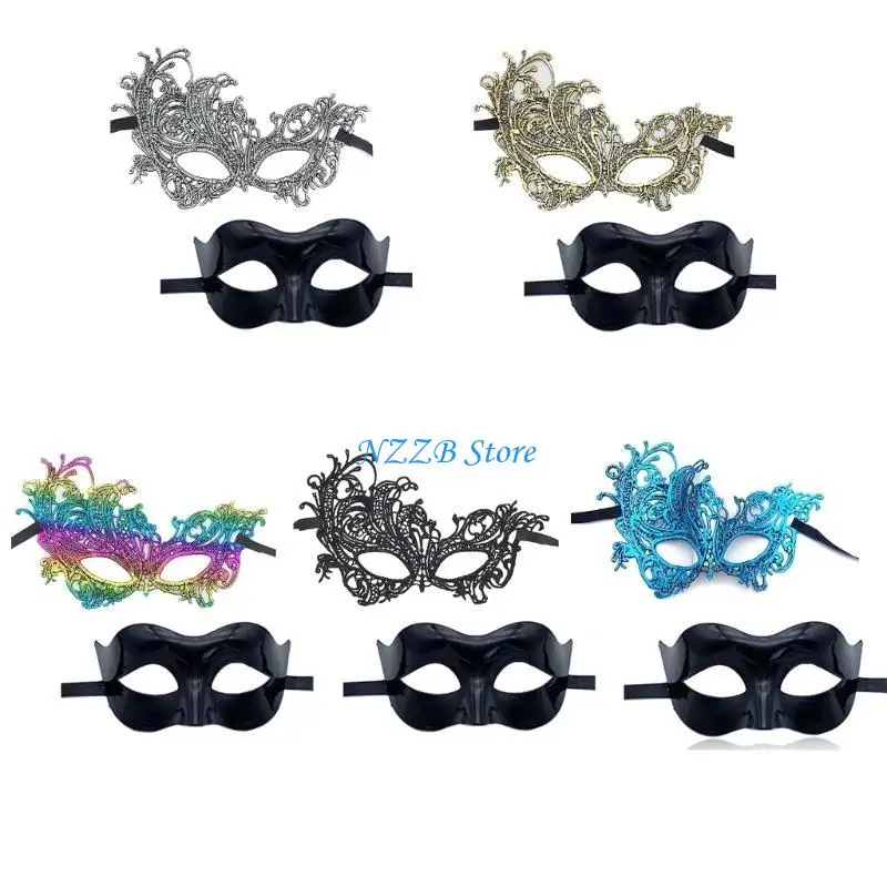 

T21F 2 Pcs Mardi Gras Mask Women Half Face Mask Men Mask Masquerade Mask-Ins