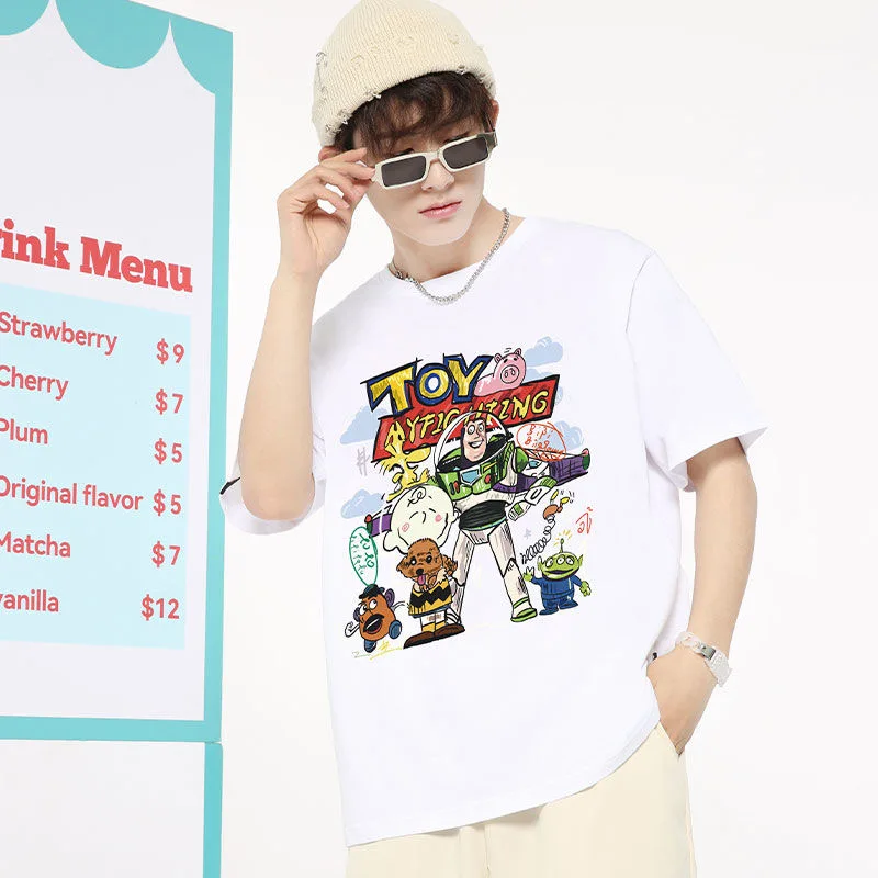 Disney Toy Story Printed T Shirt Cartoon Kawaii Buzz Lightyear Summer T shirts Men Women Oversize Loose Tees Streetwear Tops