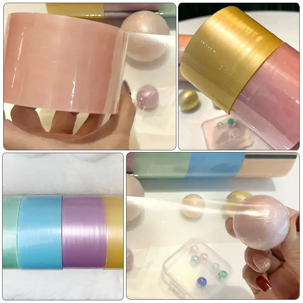 4-ロールパールシャイン粘着ボールテープ色付き粘着剤-diy-減圧リラックスストレスリリーフ装飾明るいフィジェットローリング