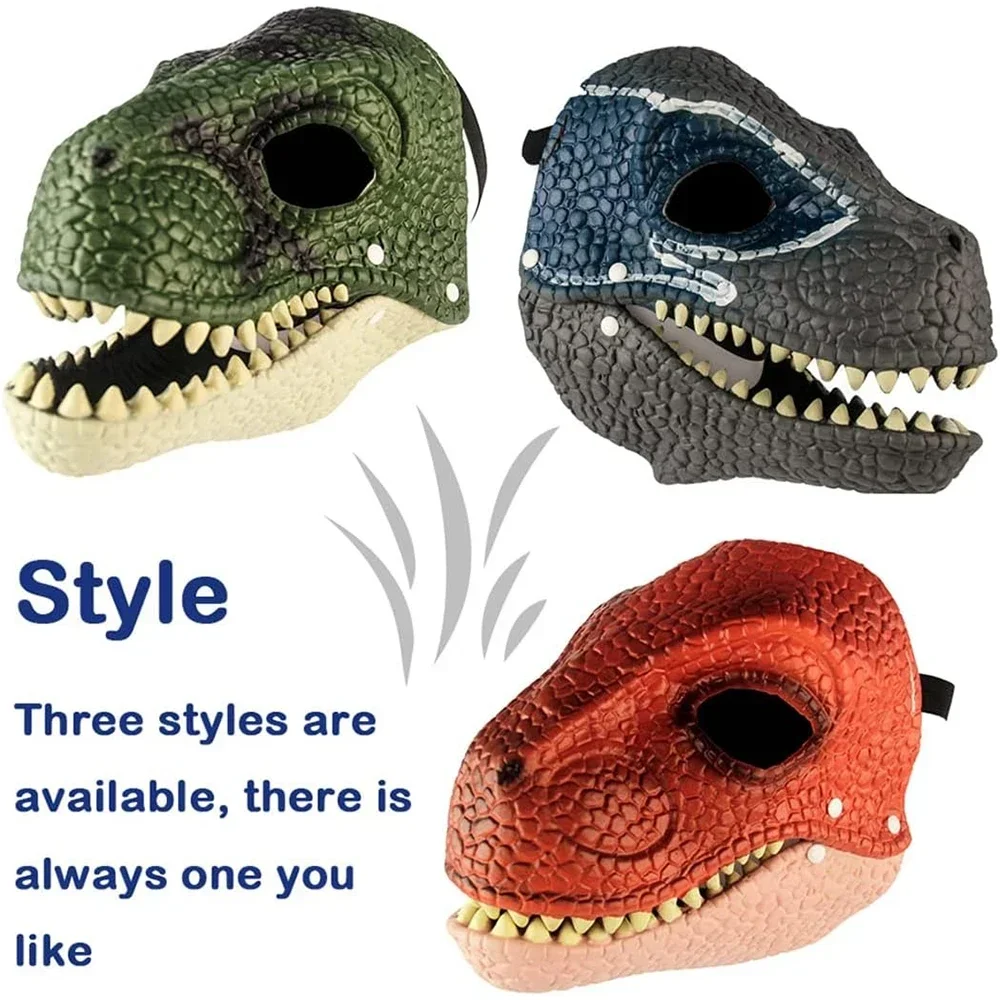 Máscara de dinosaurio de Halloween, tocado de dinosaurio de terror, accesorios de fiesta de miedo Raptor, decoración de Halloween, los mejores regalos para niños