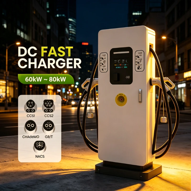 Rapid Charging DC Fast EV Charging Station 40kw-120kw Dual Gun Floor-Mounted Waterproof OCPP1.6J Ethernet/4G/WiFi CCS2