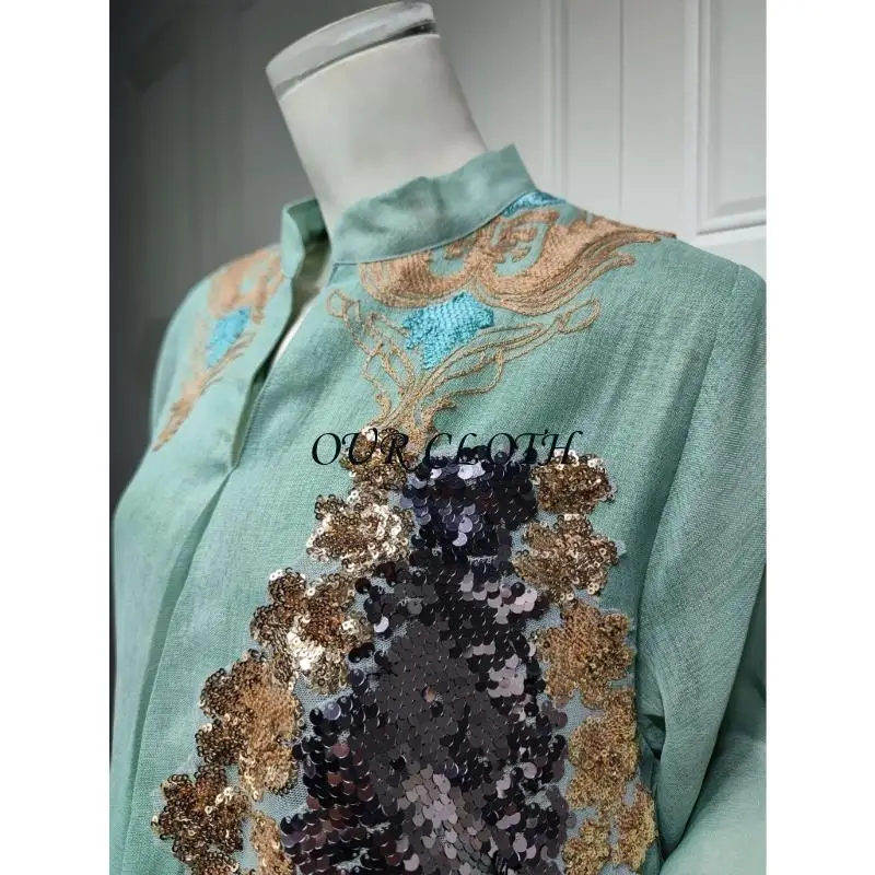 

Women Muslims Dress Middle East Dress Full Length Dress Middle East Robe Long Sleeves Embroidered Robe Dress Y1AC