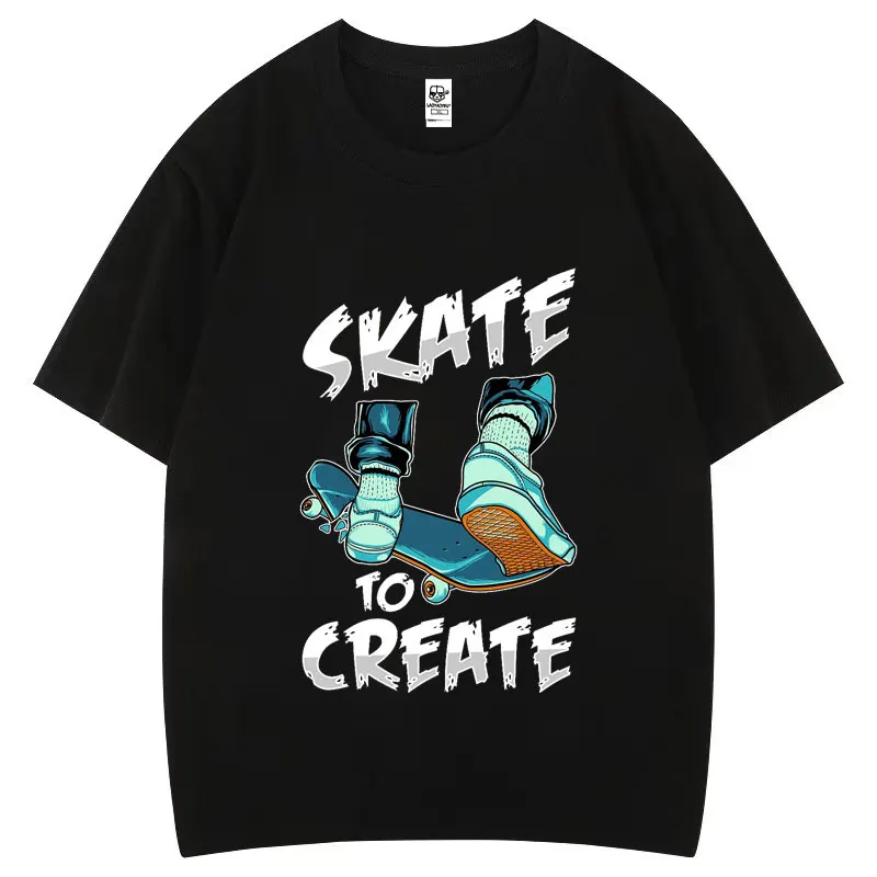 

Funny Skate To Create Hipster Cotton T Shirt Harajuku Character Streetwear Otaku Lovely Punk Comics Camiseta Hombre Men Clothing
