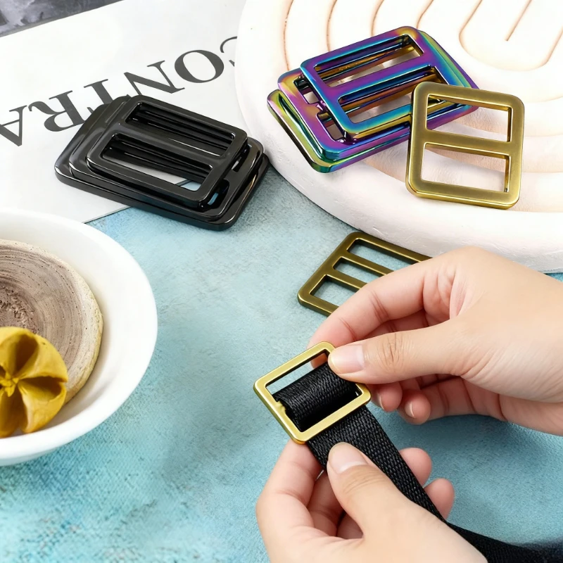 

20Pcs 20-50mm Metal Buckle Tri Glide Slider Clasp Webbing Adjust Buckles Bag Strap Clip Rectangular Ring DIY Hardware Accessory