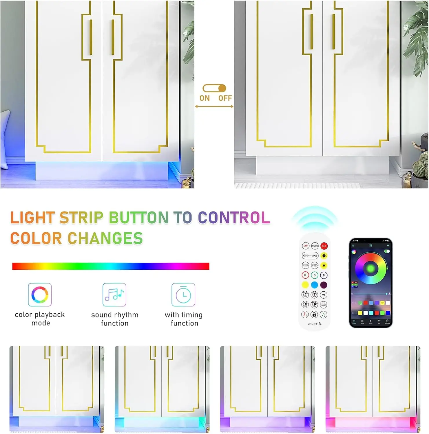 Armarios de 2 puertas, armario y armario con barra colgante, armarios de dormitorio con luces LED RGB de 6000 colores, órgano de ropa de armario