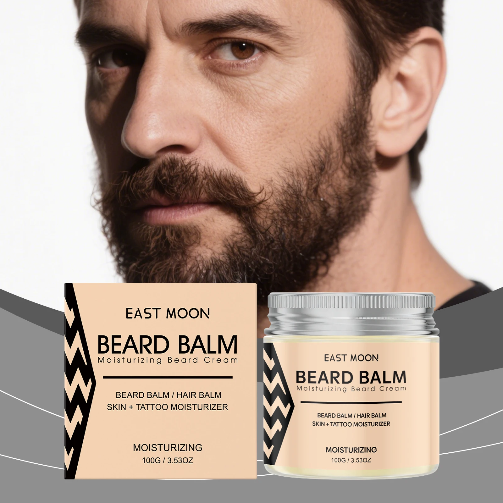 Men's Beard Balm Refreshing, Moisturizing and Non-Greasy, Easy to Style, Soft Smooth Touch, Deep Nourishing Care