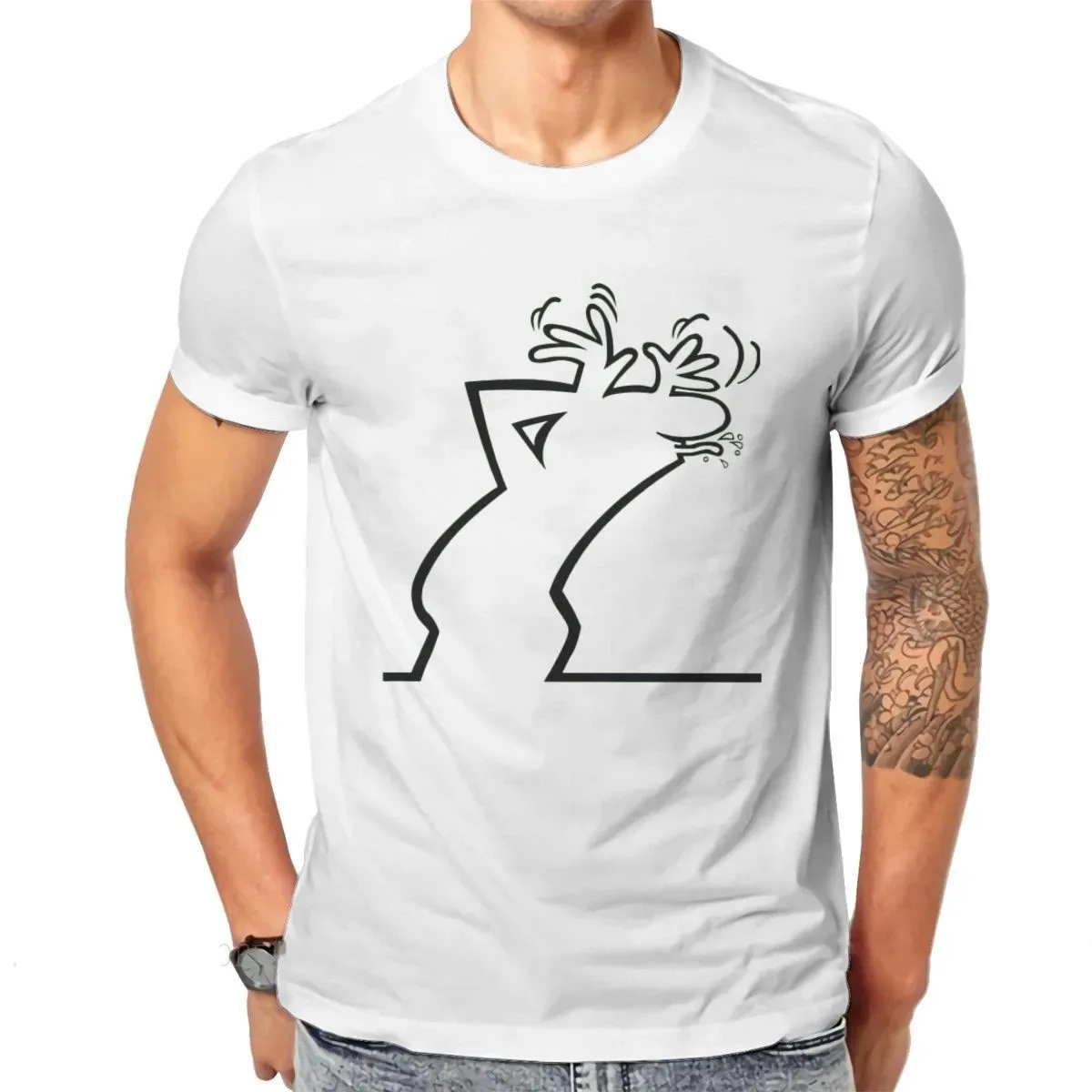 La Linea The Line Osvaldo Cavandoli TV Top Men's Happy Fashion T-shirt Summer Street Round Neck Casual Camisetas T-shirt
