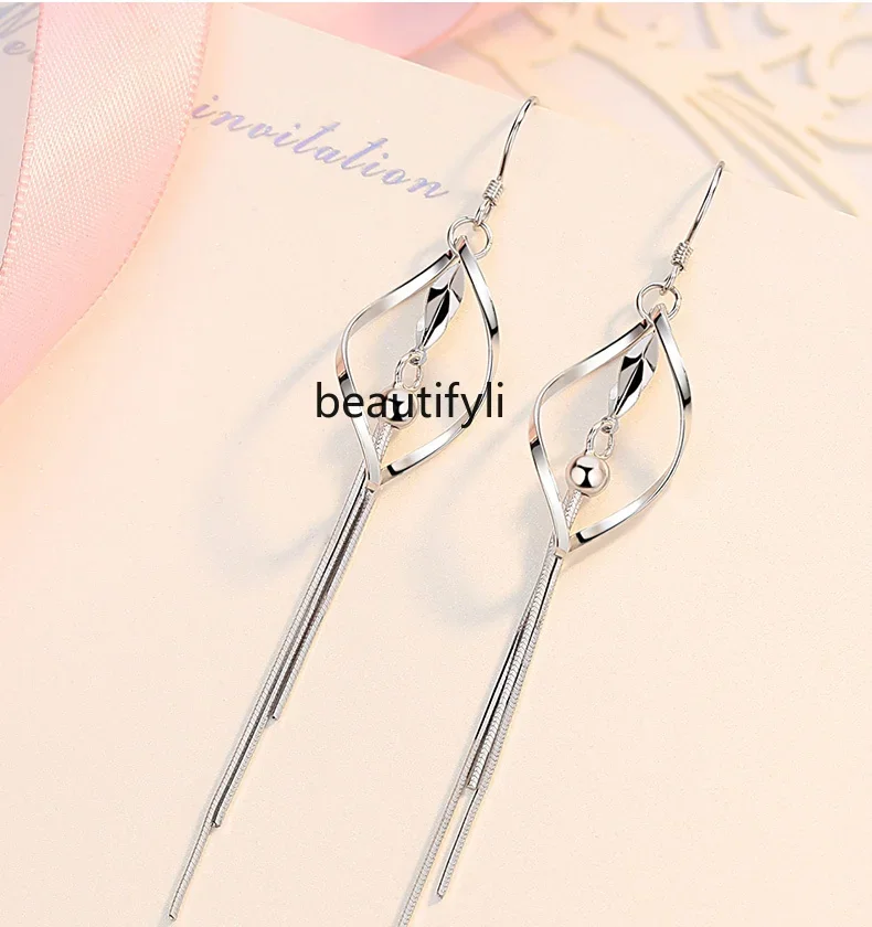 Sterling silver earrings women's autumn and winter long temperament round face earrings Su ear jewelry birthday gift