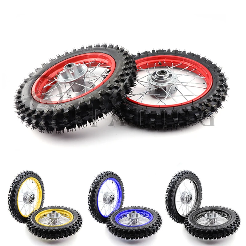 

1 Set Motorcycle Front 60/100-14 Rear 80/100-12 off-road tires For Dirt Pit Bike CRF50 XR Apollo RFZ125 Front/Rear wheels parts