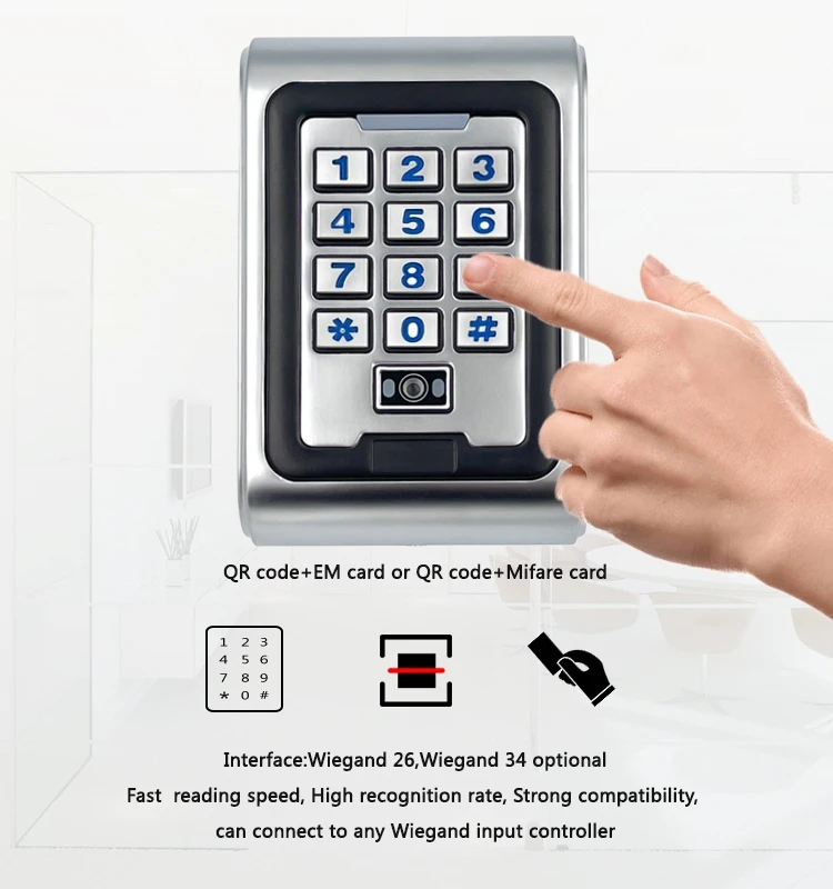 Mobile Numeric Password  QR Code Access Controller Reader Keypad 13.56Mhz IC Card RFID Reader Access Control Card Readers