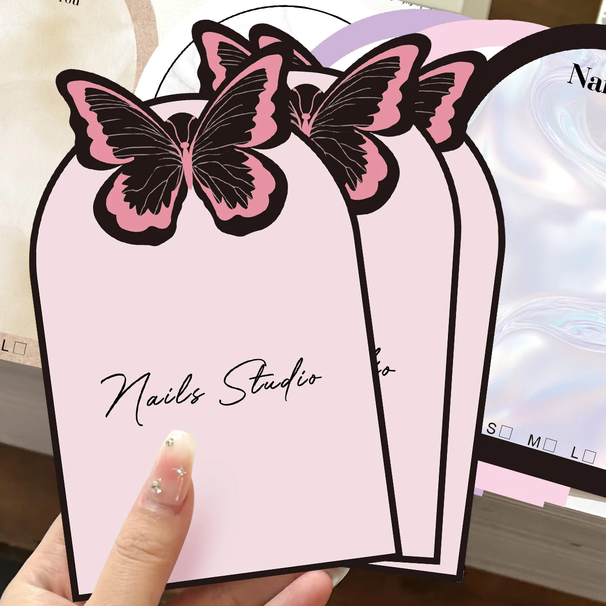 20pcs 8.5x12.5cm False Nails Display Cards Handmade Nail Tips Portable Nail Art Storing Cardboard Manicure Nail Packaging Cards