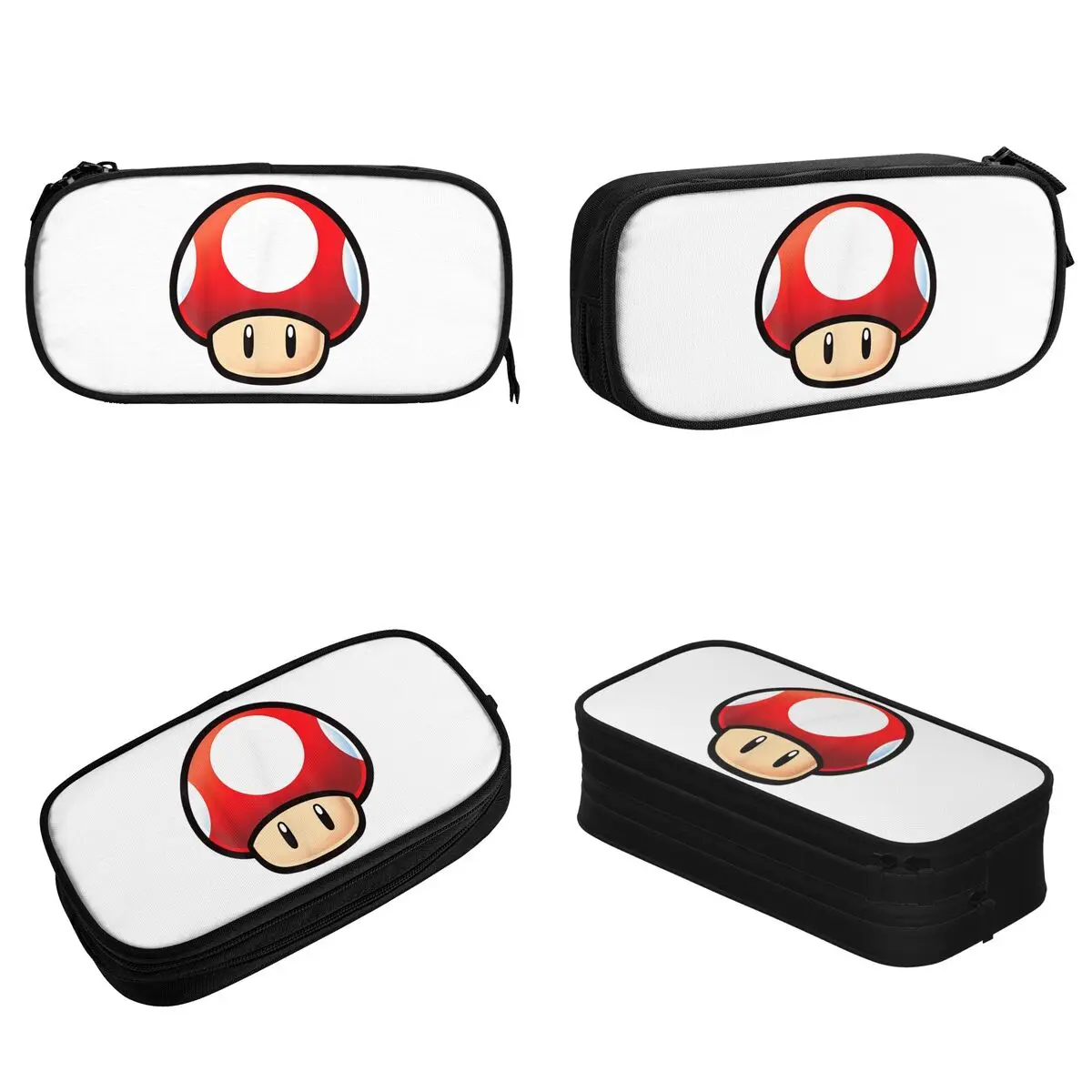 Super Mario Red Mushroom Big Face Pencil Case Fashion Game Pen Bags Student Large Storage School Supplies Zipper Pencil Box