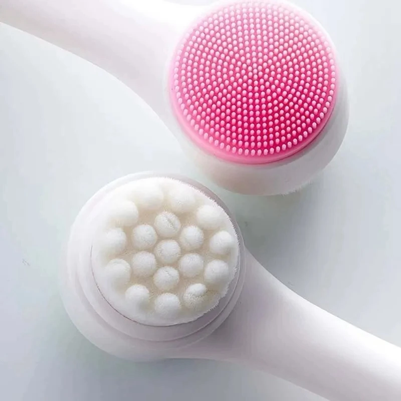 3D Double-Sided Facial Cleanser, Manual Massage Facial Brush, Soft Bristle Double-Sided Facial Cleanser