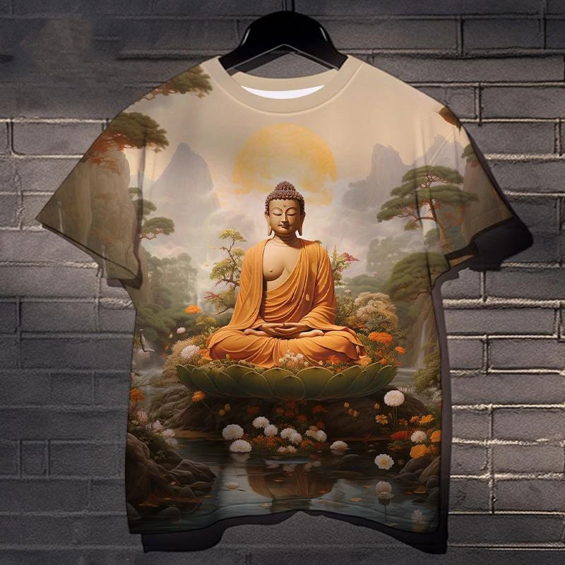 Sakyamuni T-Shirts Buddha Buddhist 3D Print Men Women Casual Short Sleeve T Shirt Oversized Harajuku Y2k Tops Tees Kids Clothing