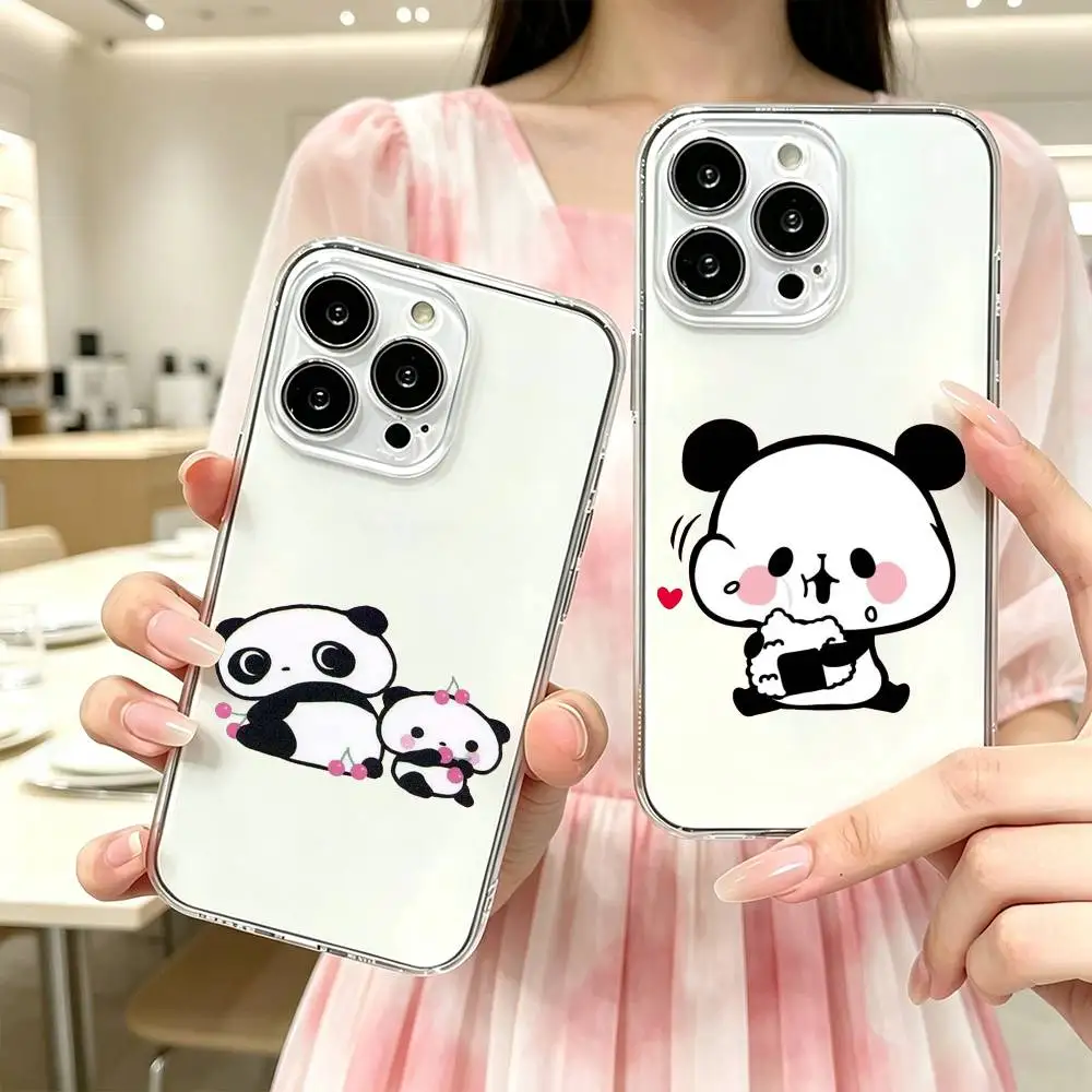 Cartoon Tarepanda Panda  Phone Case Transparent Silicone Soft For iPhone18 17 16 15 14 13 12 11 Mini Pro Max Plus Gift