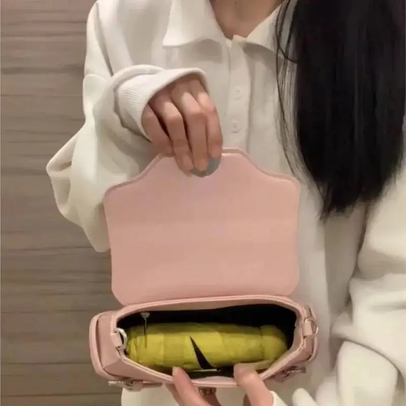 Bloom Vintage Pink Shoulder Women High Street Elegant Leather Y2k Handbag Female Retro Casual Crossbody Bags Bolsos Chic