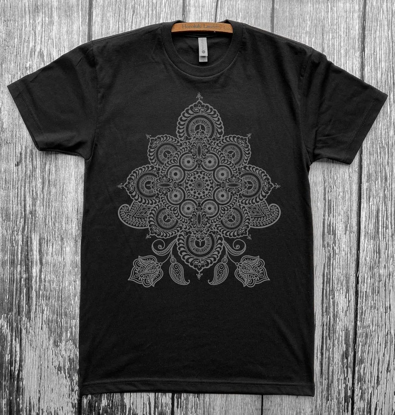 Unisex Mandala Shirt REVEALS Sacred Geometry Fractal Tattoo Style Psychedelic DMT Inspired T-shirt Street Wear Tops