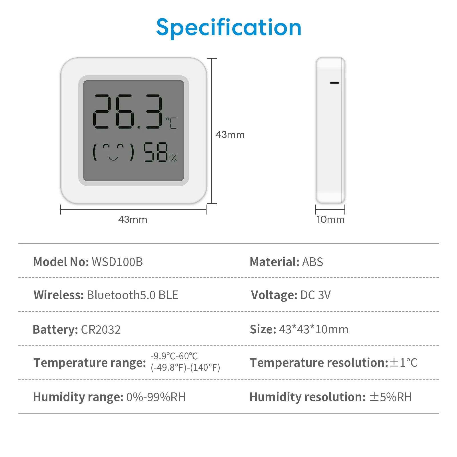 QCSMART Tuya Smart Life Bluetooth Temperature Humidity Sensor LCD Digital Display Scene Control Switch Thermometers Hygrometers