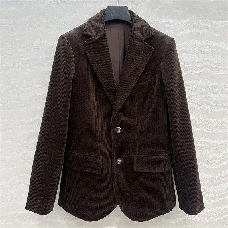 

Women's jacket New single breasted slim fit women's suit jacket for winter 2025 pure cotton corduroy Women's coat y2k outerwears