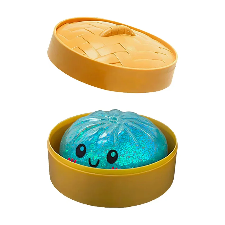 Neu 1-12 Stück Glitzer-Dumplings mit Box, sensorisches Quetschspielzeug zur Stresslinderung