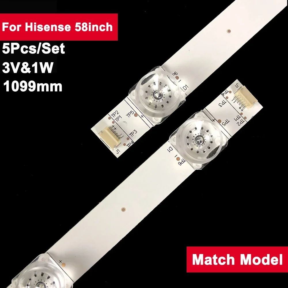 

5 компл. 58 дюймов 1099 мм светодиодная лента для подсветки Hisense 10led 58R6E H58AE6100 H58A6100 H58AE6000 58Q7330U 58Q620U 58Q7370U HD580S1U91