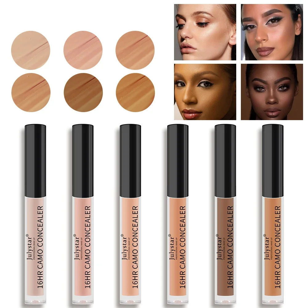 6 farben Flüssigkeit Concealer Abdeckt Feuchtigkeitsspendende Control Öl Foundation Augenringe Sommersprossen Augen Gesicht Concealer Flüssigkeit Make-Up