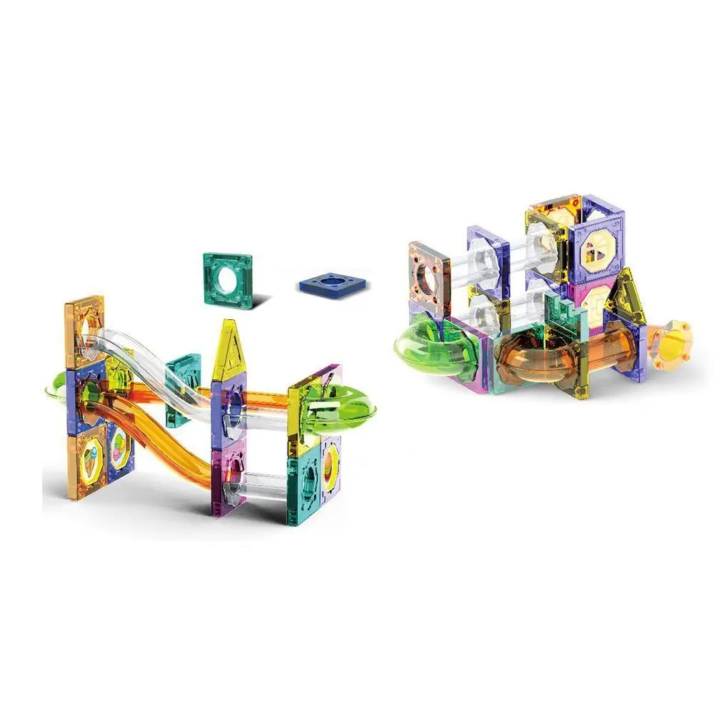 73PCS DIY 3D Magnetic Track Building Blocks With Balls Chute Tracks Puzzle Pipeline Bricks Toy Education Christmas Gift For Kids