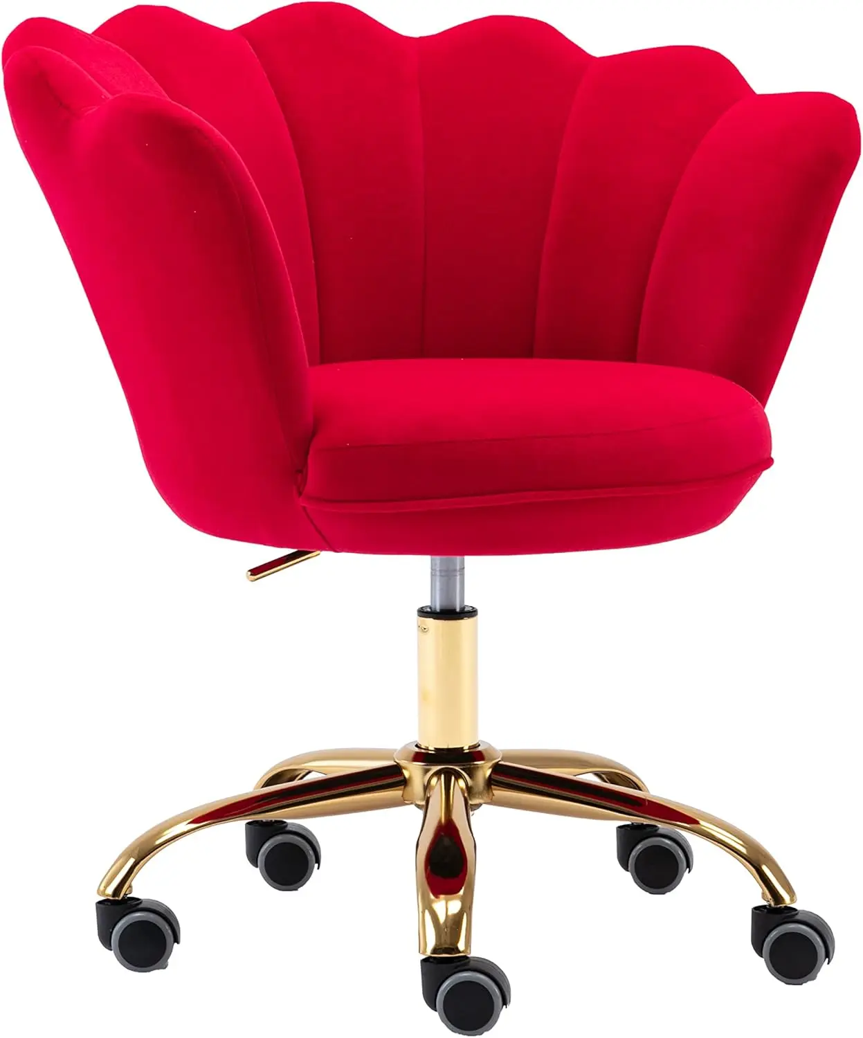 

Comfy Home Office Task Chair With Wheels, Cute Modern Upholstered Velvet Seashell Ba Adjustable Swivel Vanity Desk Chair, For