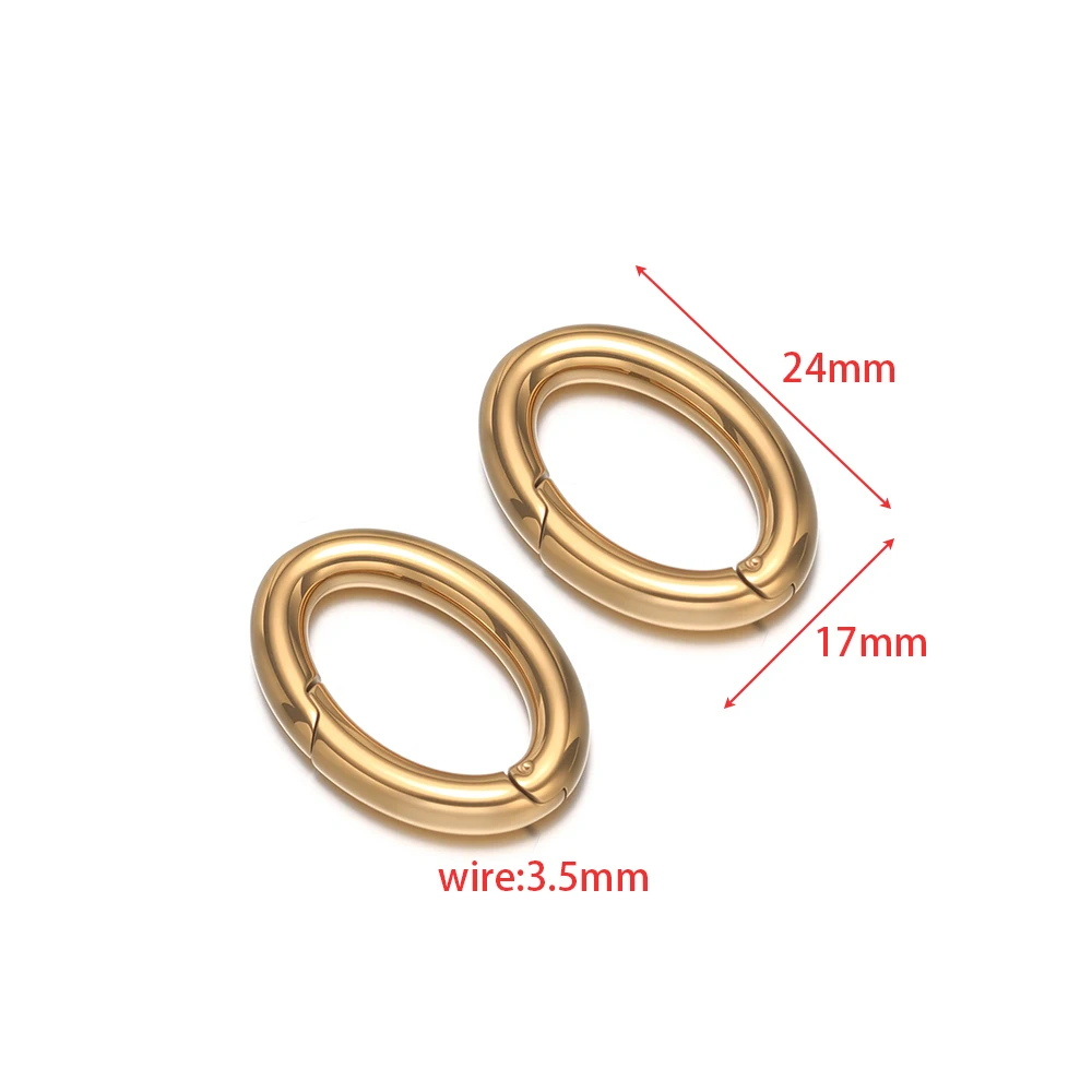 2 Stück Edelstahl Ovale Federverschlüsse Haken Taschenketten-Verbinder für Karabiner Schlüsselanhänger DIY Schmuckzubehör – Detail 4