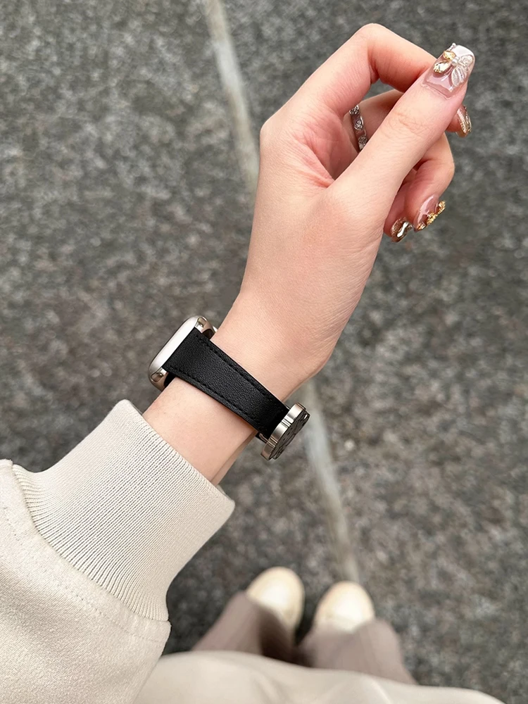 Correa magnética de perro bonito para Apple Watch Ultra 10 9 8 7 6 5 SE, correa de cuero para iWatch 38mm 40 41mm 42mm 45mm 46mm 49mm