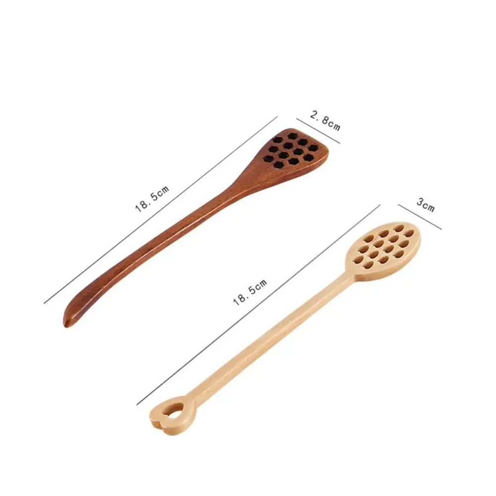 Cooking Baking Wooden Handmade Long Handle Drizzler Honey Dipper Mixing Stick Stirrer Spoon