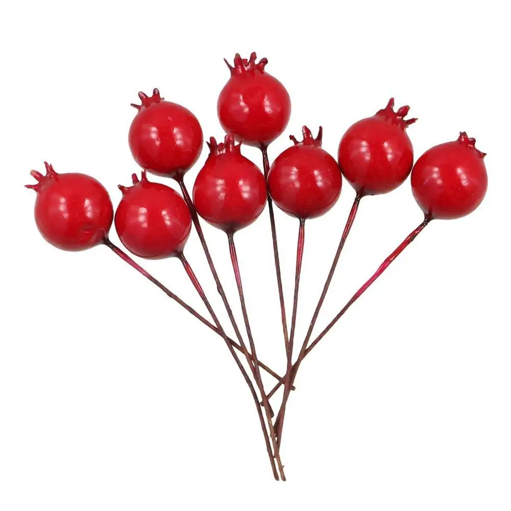 Artificial Fruit Fake Pomegranate Small Mini Plastic 20pcs Christmas Red Vegetable Flower Decorative Party Supplies