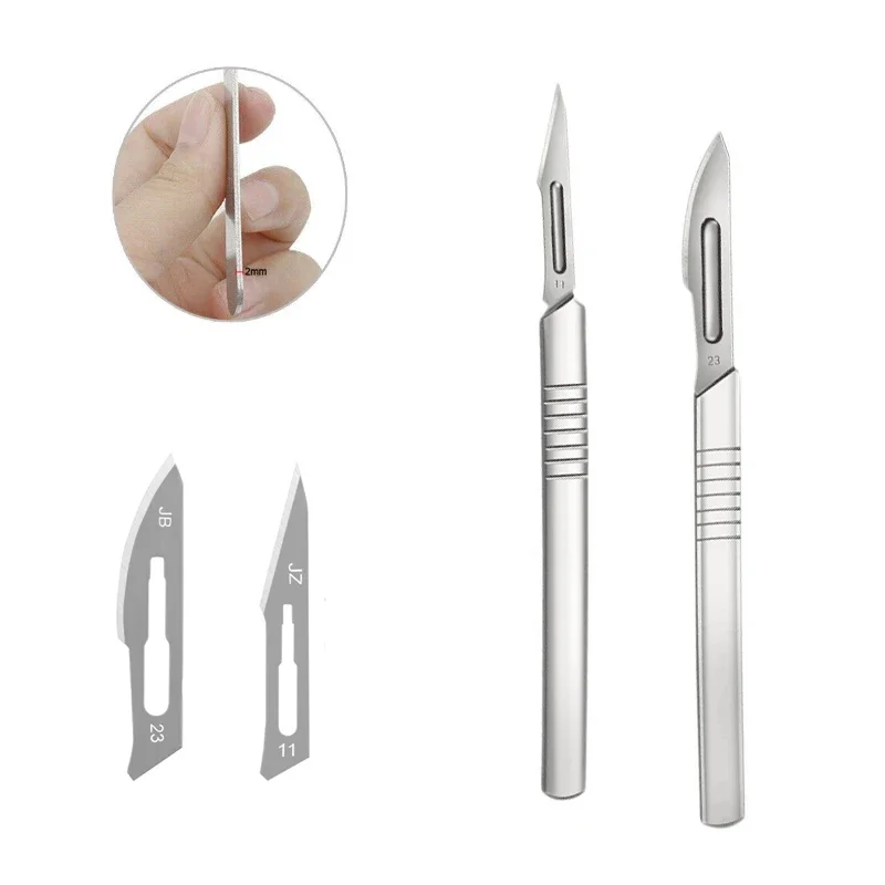 Non-Slip Metal Scalpel Knife Carbon Steel Surgical Scalpel Blades Handle Scalpel DIY Cutting Tool Repair Animal Surgical Knife