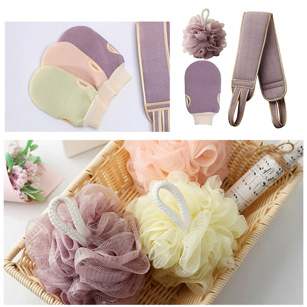 

1 set Bath Straps Back Rub Shower Bath Towel Scrubber Back Rub Towel Deep Cleaning Body Exfoliator Material