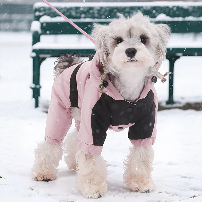 Hundejacke, wasserdicht, für den Winter, warmer Mantel, vier Beine, Hundekleidung, mit Kapuze, Haustier-Overall, Baumwolle, Daunenjacken, Welpen-Sweatshirt-Kleidung – Detail 16