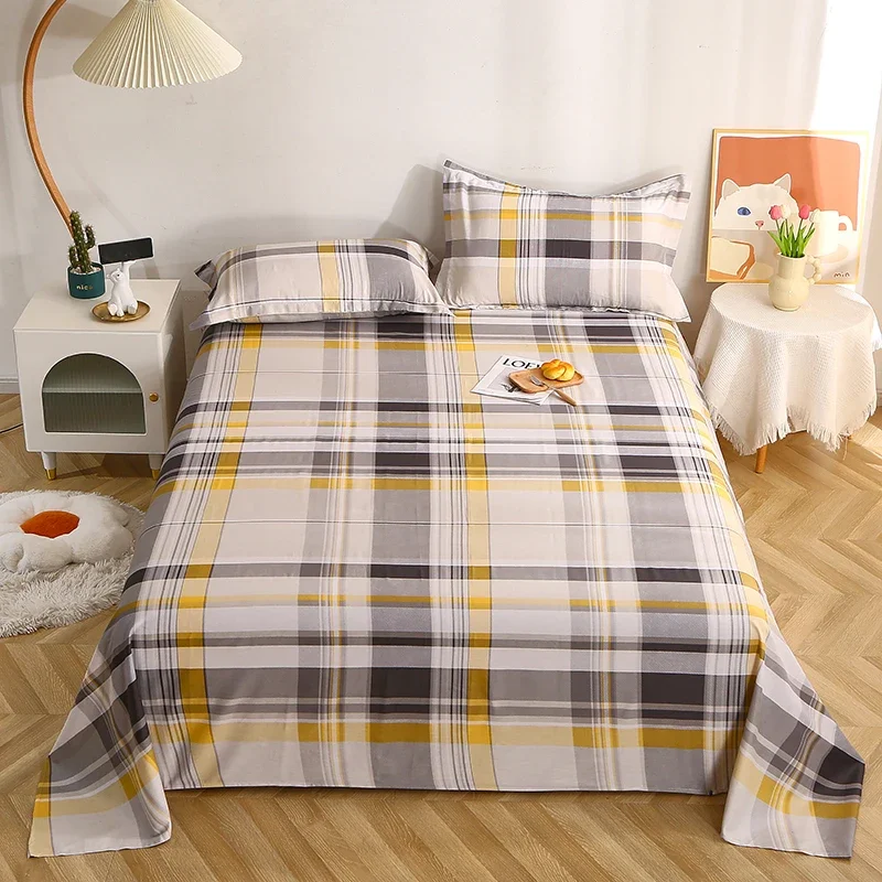 

Grid Flat Sheets Cotton Soft Home Bed Linen Sheet High Quality Set Printing Top Sheets for Twin/Queen/King Bed Sheets Bedspread